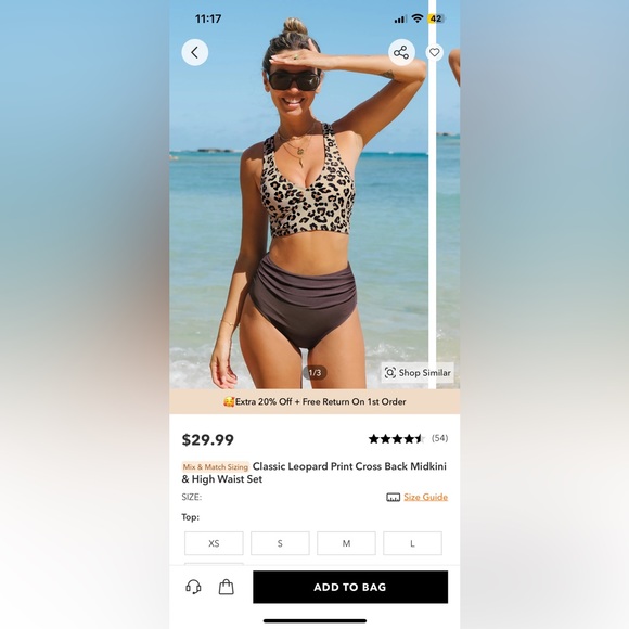 Classic Leopard Print Cross Back Midkini & High Waist Set - Picture 1 of 5